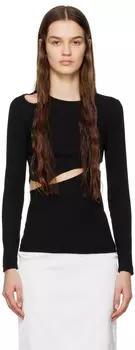 Черная футболка с длинным рукавом с вырезом J KOO