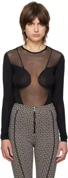 Черная футболка с длинным рукавом со вставками Balmain