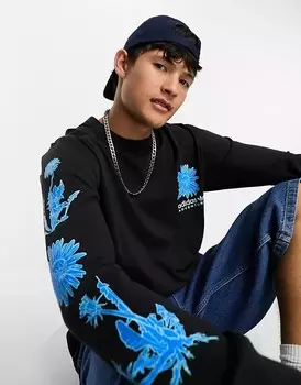 Черная футболка с длинными рукавами и цветочным принтом adidas Originals Adventure, черный
