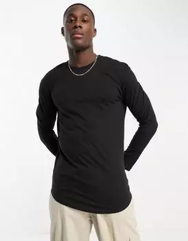 Черная футболка с длинными рукавами и круглым вырезом Jack & Jones Essentials