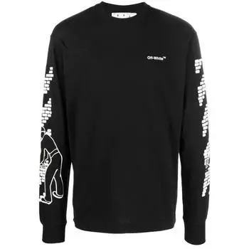 Черная футболка с длинными рукавами и логотипом Bricks Skate Fit Off-White, черный