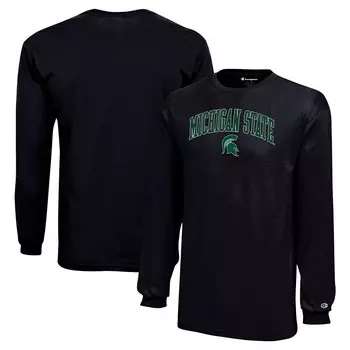 Черная футболка с длинными рукавами и логотипом Youth Champion Michigan State Spartans Arch Over Logo, цвет Msu Black