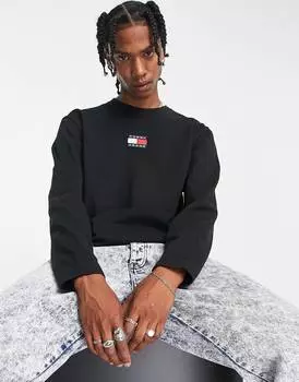 Черная футболка с длинными рукавами и логотипом Tommy Jeans