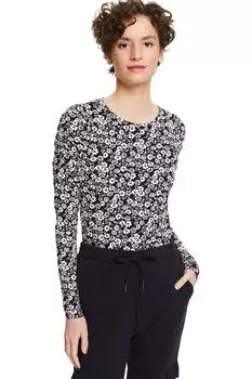 Черная футболка с длинными рукавами и принтом Esprit, черный