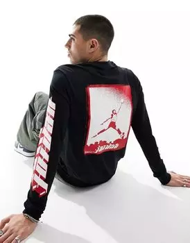 Черная футболка с длинными рукавами и рисунком Jordan