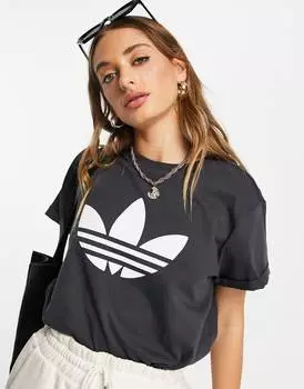 Черная футболка с длинными рукавами и трилистником adidas Originals '80's Aerobic'