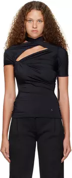 Черная футболка с драпировкой Coperni