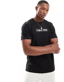Черная футболка с двойным логотипом Calvin Klein