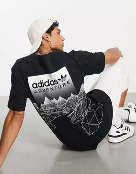 Черная футболка с горным принтом на спине adidas Originals Adventure