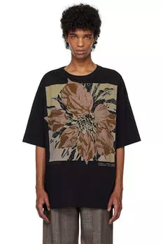 Черная футболка с графическим логотипом Dries Van Noten