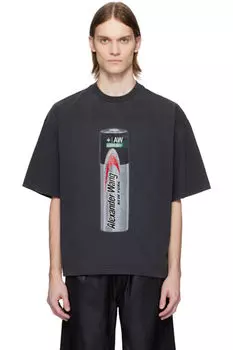 Черная футболка с графическим принтом логотипа Battery Alexander Wang