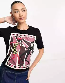 Черная футболка с графическим принтом Love Moschino