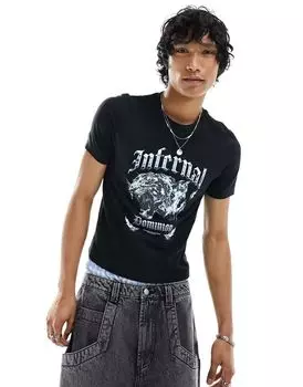 Черная футболка с гранж-принтом ASOS