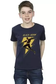 Черная футболка с грудью Adam Golden Bolt DC Comics, темно-синий
