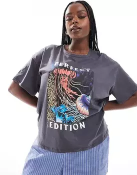 Черная футболка с идеальным принтом Noisy May Curve