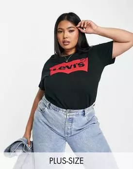 Черная футболка с изображением летучей мыши Levi's Plus perfect