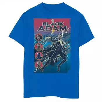 Черная футболка с изображением плаката Adam & JSA для мальчиков 8–20 лет Adam Lightning Adam & JSA Licensed Character