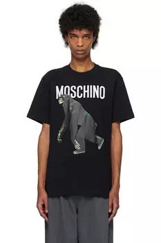 Черная футболка с изображением шимпанзе Moschino