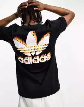 Черная футболка с изображением трилистника adidas Originals