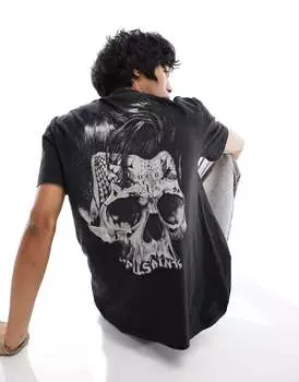 Черная футболка с короткими рукавами и круглым вырезом AllSaints Relix