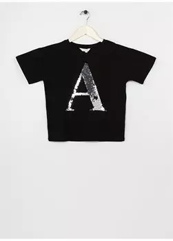 Черная футболка с короткими рукавами и принтом для девочек 23SAG-44 Aeropostale, черный