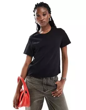 Черная футболка с короткими рукавами Monki