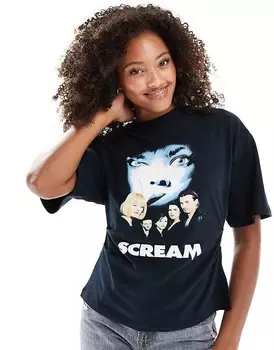 Черная футболка с корсетом и лицензионным рисунком Scream ASOS DESIGN