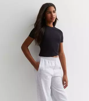 Черная футболка с круглым вырезом для девочек New Look, черный