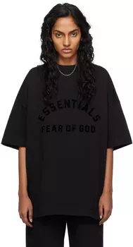 Черная футболка с круглым вырезом Fear Of God Essentials, цвет Jet black