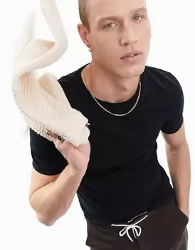 Черная футболка с круглым вырезом и круглым вырезом ASOS DESIGN