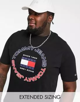 Черная футболка с круглым вырезом и логотипом Tommy Jeans Big &amp; Tall