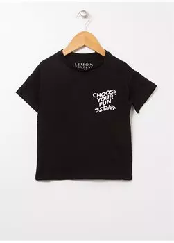 Черная футболка с круглым вырезом и принтом для мальчиков Bscboy 04 Limon, черный