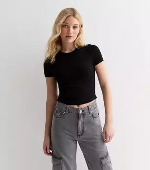 Черная футболка с круглым вырезом New Look, черный