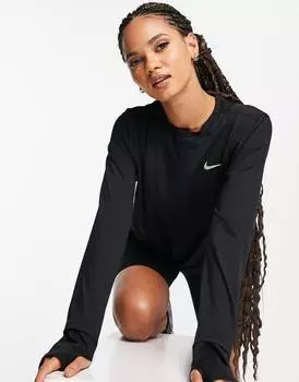 Черная футболка с круглым вырезом Nike Running Element Dri-FIT