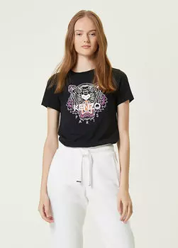 Черная футболка с круглым вырезом tiger Kenzo