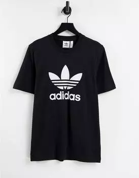 Черная футболка с крупным логотипом adidas Originals adicolor