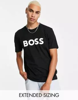 Черная футболка с крупным логотипом BOSS Casual Thinking 1