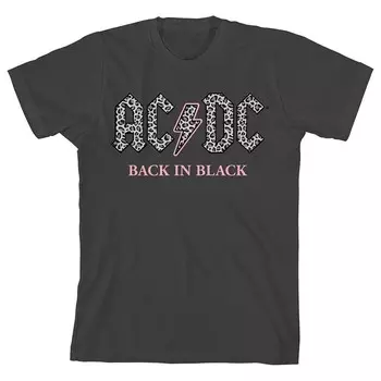 Черная футболка с логотипом AC/DC Back in Black для девочек 7–16 лет с графическим рисунком и короткими рукавами Licensed Character, черный