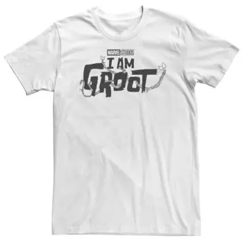 Черная футболка с логотипом Big & Tall Marvel I am Groot Licensed Character, белый