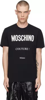 Черная футболка с логотипом Bonded Moschino