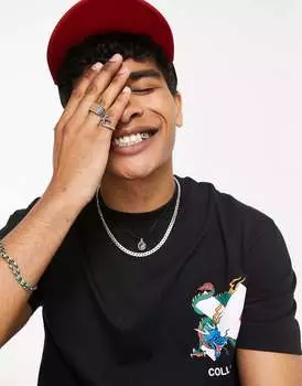 Черная футболка с логотипом COLLUSION X и принтом дракона