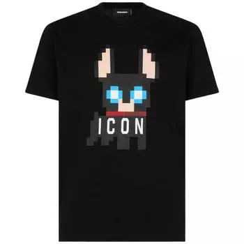 Черная футболка с логотипом Icons Pixel Dog Dsquared2, черный