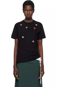 Черная футболка с логотипом «Множественные сердца» COMME des GARONS PLAY