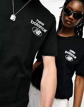 Черная футболка с логотипом New Balance Essentials