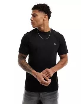 Черная футболка с логотипом под кожу крокодила Lacoste