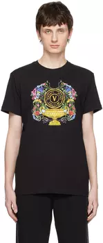 Черная футболка с логотипом V-Emblem Garden Versace Jeans Couture