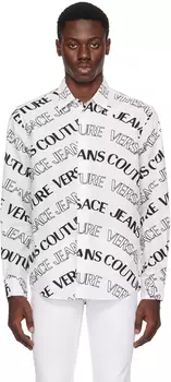 Черная футболка с логотипом Versace Jeans Couture, белый