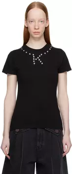 Черная футболка с люверсами KIMHKIM