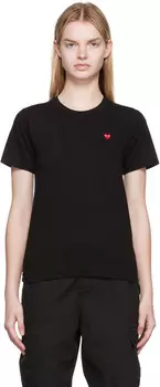 Черная футболка с маленькой нашивкой в виде сердца Comme des Garons Play