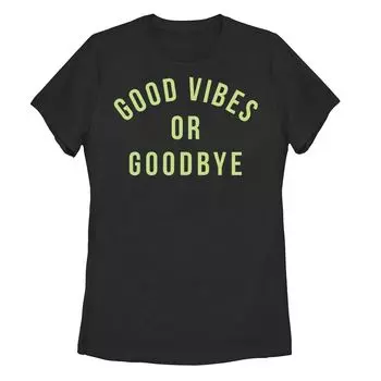 Черная футболка с надписью Juniors' Good Vibes Or Goodbye